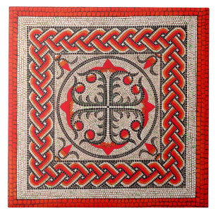 Carreau Ancienne mosaïque romaine Illustration rouge éca
