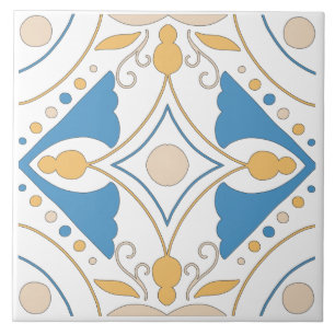 Carreau Andalouse Orange Bleu Rose Floral Méditerranéen