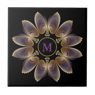 Carreau Ange Abstraite ailes Mandala Monogramme fractal