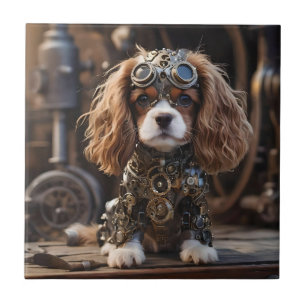 Carreau Ange Chiot Cavalier Espagnol Steampuné,