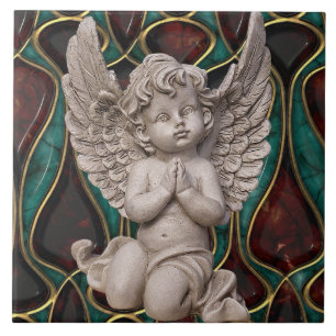 Carreau Ange de prière d'ange sur la tuile émaux d'arri