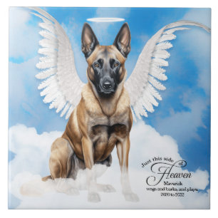 Carreau Ange Malinois belge Personnalisé Pet Memorial