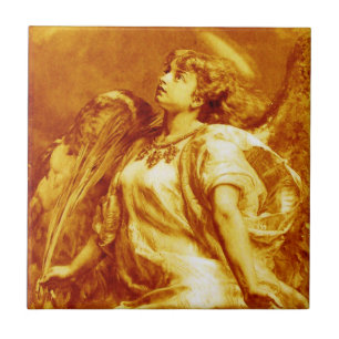 CARREAU ANGE ROMANTIQUE AVEC PEUR EN JAUNE D'OR, BLANC