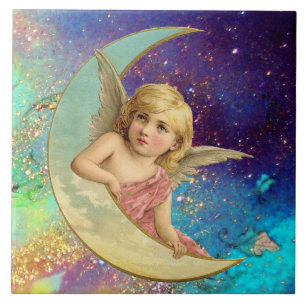 CARREAU ANGEL LUNE EN PARKLES JAUNES BLEU