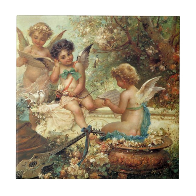 Carreau Angels de musicien par Hans Zatzka, Art Victorien (Devant)