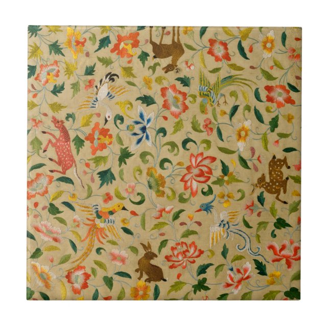 Carreau Animal Antique Cheval Oiseau Deer Rabbit (Devant)