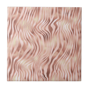 Carreau Animal Zèbre Rayures Rose Clair Doré Bronze