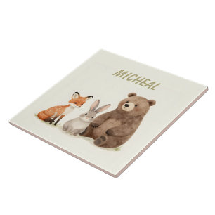 Carreau Animaux de la forêt de la forêt de monogramme 