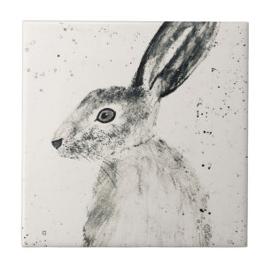 Carreau Animaux de la forêt de lièvres lapin tuile vintage