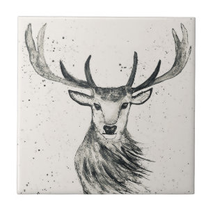 Carreau Animaux de taille vintage noir et blanc Faune
