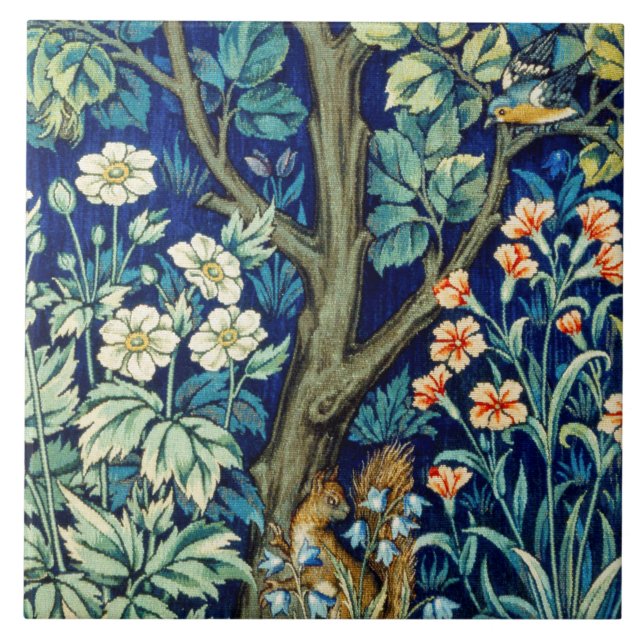 Carreau Animaux et fleurs, forêt, William Morris (Devant)