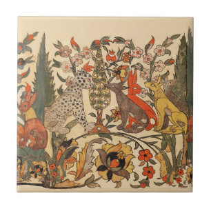 CARREAU ANIMAUX FORESTIERS, LEOPARD, JACKALS, RABBITS, FLE