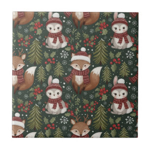 Carreau Animaux mignons de la forêt - Motif d'hiver