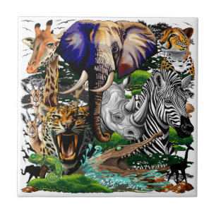 Carreau Animaux sauvages de la Savane africaine