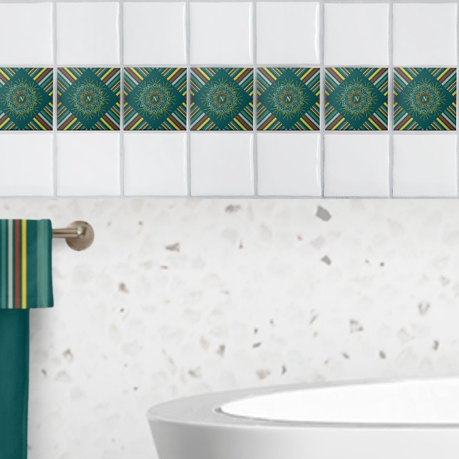 Carreau Animaux sous le soleil Mandala stries personnalisé (Créateur téléchargé)