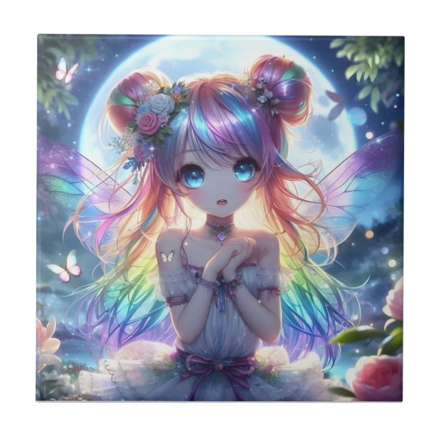 Carreau Anime Girl Arc-en-ciel Chanter Lune Fée (Devant)