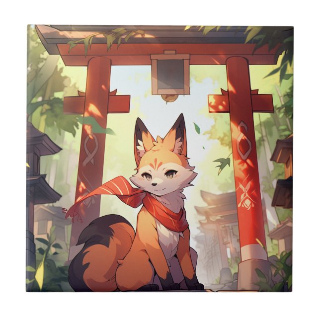 Carreau Anime Kitsune Cute Fox Imaginaire Art (Devant)