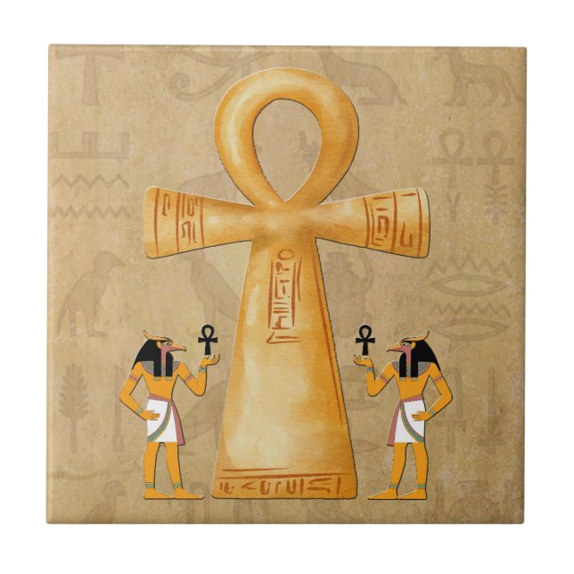 Carreau Ankh Key Of Life On Hieroglyph Ceramic Tile (Devant)