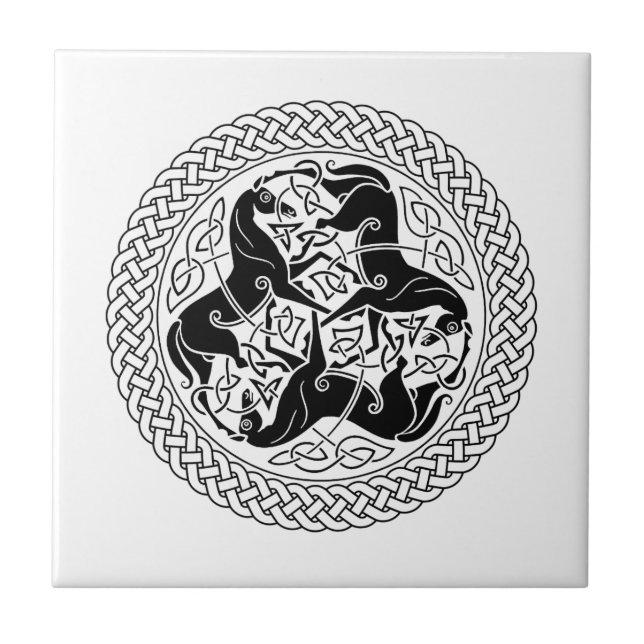 Carreau Anneau de noeud d'Epona de Celtic avec des chevaux (Devant)