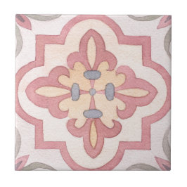 Carreau Années 1960 Fleurs peintes à la main Couleur d'eau