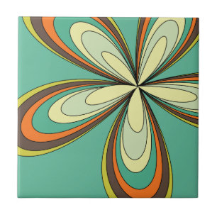 Carreau Années 60 super les années 70 Hippie Fleur Turquoi