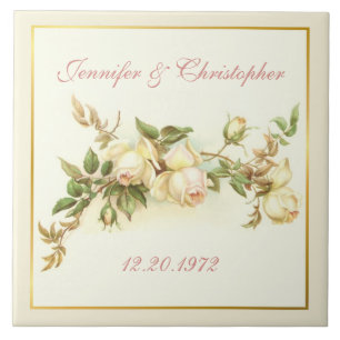 Carreau Anniversaire de jet de rose blanc
