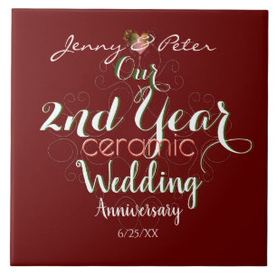 Carreau Anniversaire du Mariage de céramique de 2e année