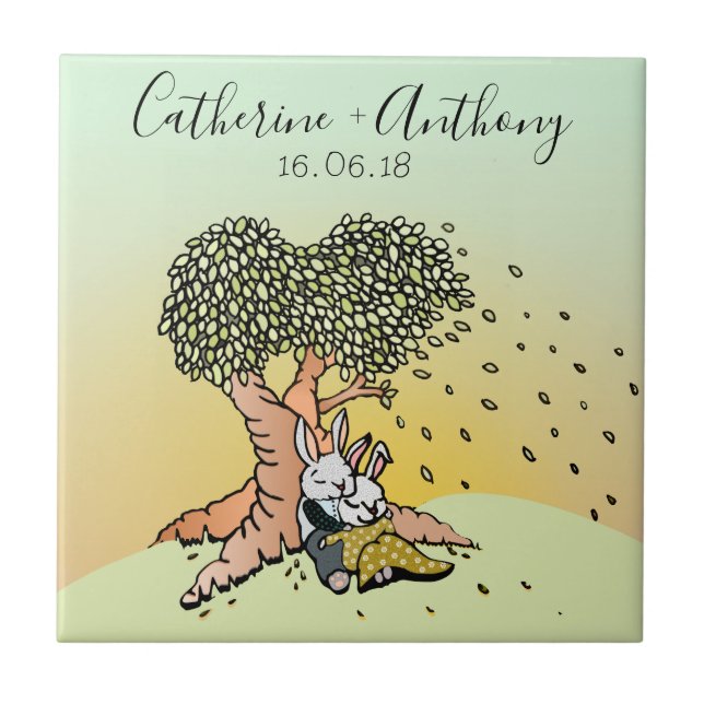 Carreau Anniversaire du Mariage des lapins lapins de lapin (Devant)