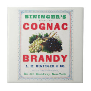 Carreau Annonce Vintage Pour Le Brandy Cognac de Bininger.