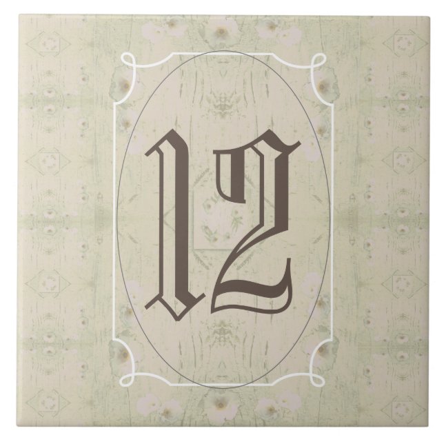 Carreau Antique Bois Floral Numéro de maison (Devant)