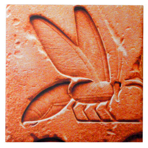 Carreau ANTIQUE EGYPTIENNE HONEY BEE BEEKEEPER Rouge