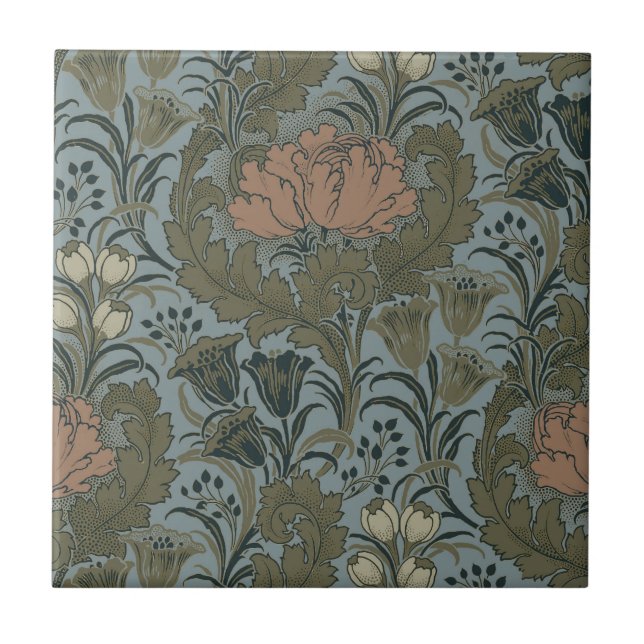 Carreau Antique Fleur Morris Jardin Fond d'écran Floral (Devant)
