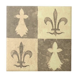 Carreau Antique French Mediaeval Fleur de Lis Pattern