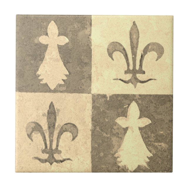 Carreau Antique French Mediaeval Fleur de Lis Pattern (Devant)