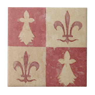 Carreau Antique French Mediaeval Fleur de Lis Pattern