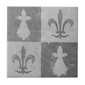 Carreau Antique Gray French Mediaeval Fleur de Lis Pattern