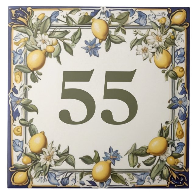 Carreau Antique Porte en citron Maison Numéro Plaque Signa (Devant)