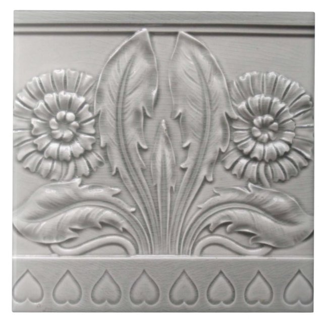 Carreau Antique Repro 3D look Neutre Frontière Florale (Devant)