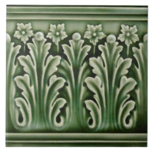 Carreau Antique Reproduction Green Acanthus Frontière Flor