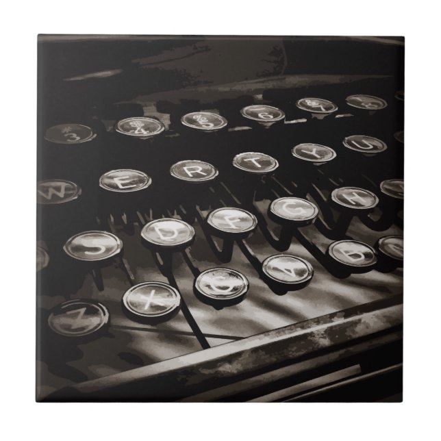 Carreau Antique Touches de machine à écrire Noir Blanc (Devant)