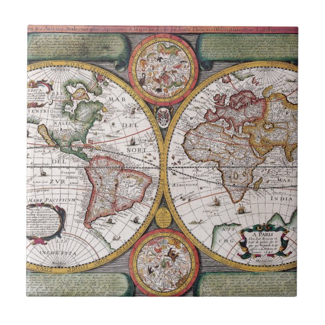 Carreau Antique vieille carte inspirée (12) (Devant)