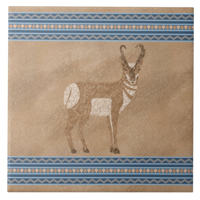 Carreau Antope Pronghorn Sud-Ouest avec bordure géométriqu (Devant)