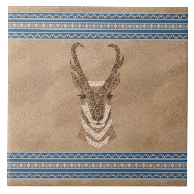 Carreau Antope Pronghorn Sud-Ouest avec bordure géométriqu (Devant)