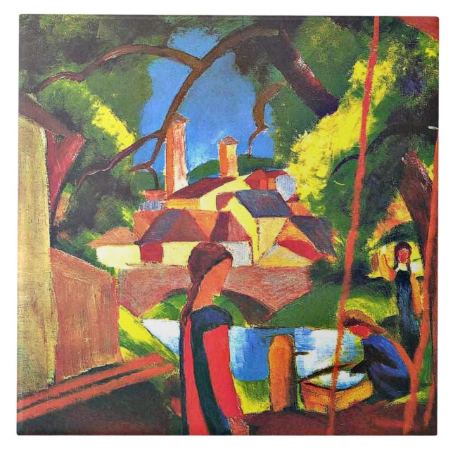 Carreau Août Macke peinture, Enfants à la Fontaine (Devant)