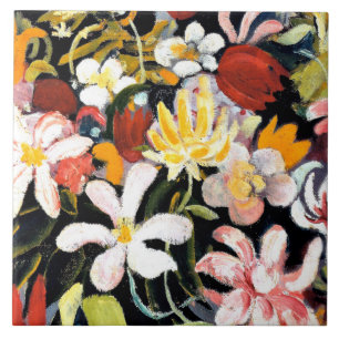 Carreau Août Macke peinture, Tapis de fleurs,