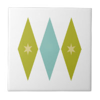 Aqua Bleu Vert Jaune Diamants Étoiles Milieu de Si