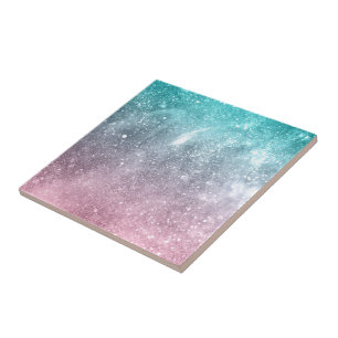 Carreau Aqua blue Pink ombre mer galaxie abstraite