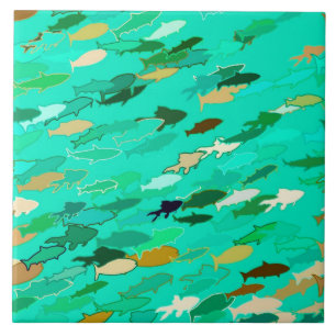Carreau Aqua, poissons verts et dorés