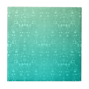 Carreau Aquamarine Turquoise Monnaie Vert Fancy Damask Pat
