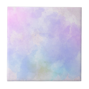 Carreau Aquarelle Abstraite bleu violet élégant